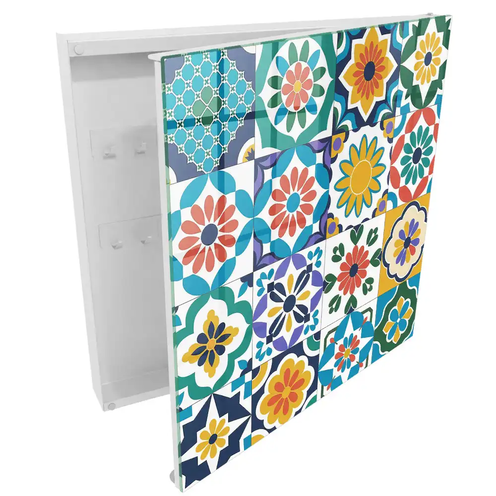 Suport de chei pentru perete cu model mozaic geometric colorat