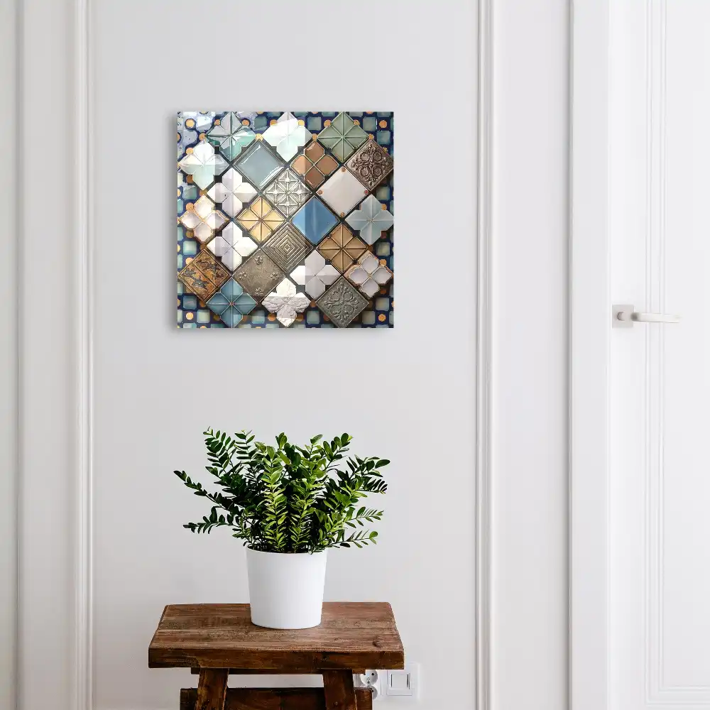 Cutie pentru chei de perete cu design geometric și plăci artistice
