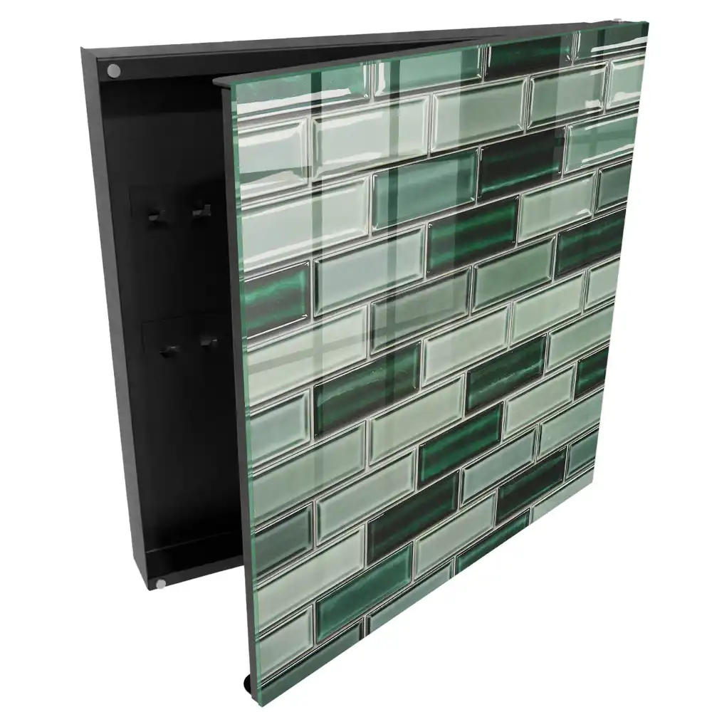 Suport de perete pentru chei în nuanțe de verde și turcoaz cu design modern