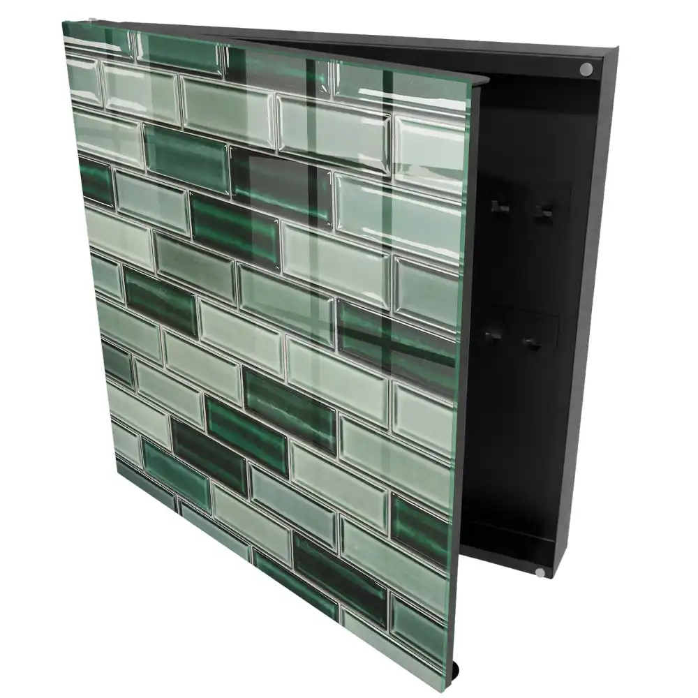 Suport de perete pentru chei în nuanțe de verde și turcoaz cu design modern