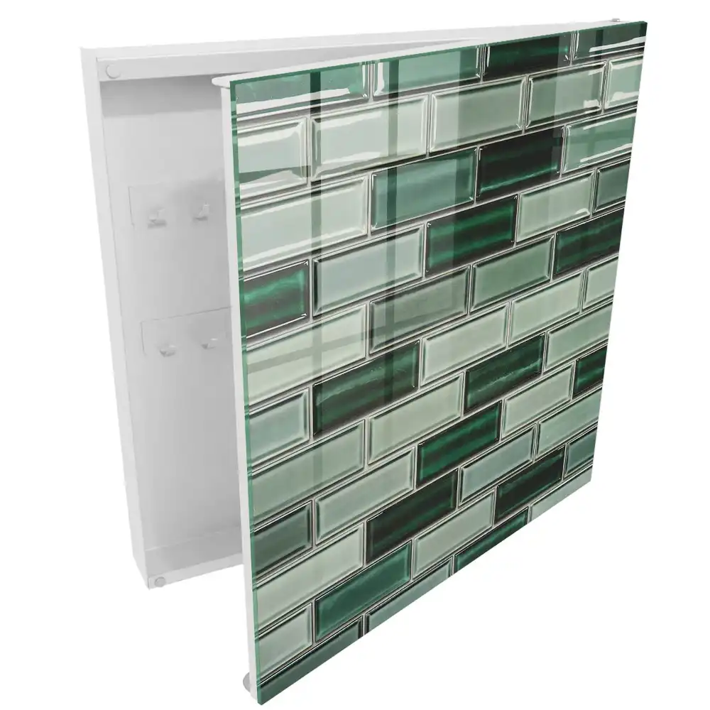Suport de perete pentru chei în nuanțe de verde și turcoaz cu design modern