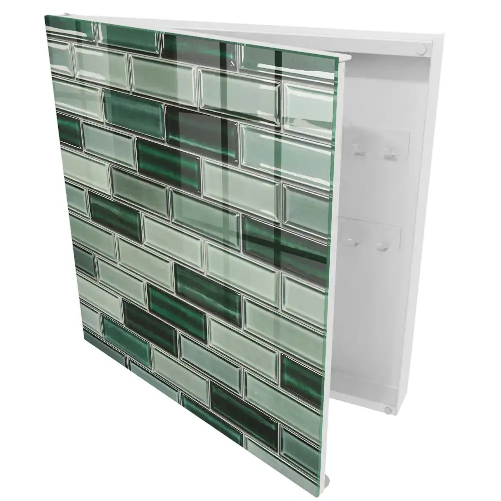 Suport de perete pentru chei în nuanțe de verde și turcoaz cu design modern