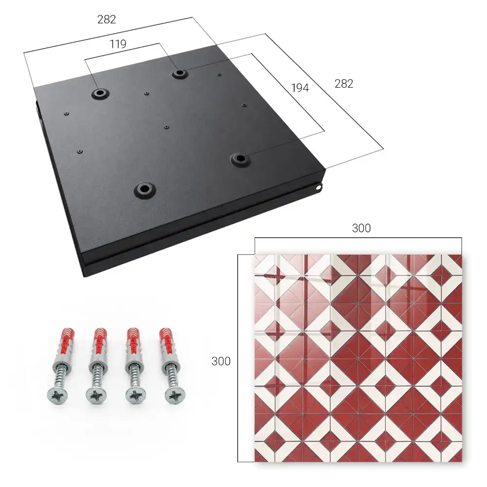 Dulapior pentru chei cu model geometric roșu și alb