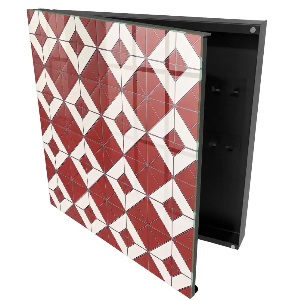 Dulapior pentru chei cu model geometric roșu și alb
