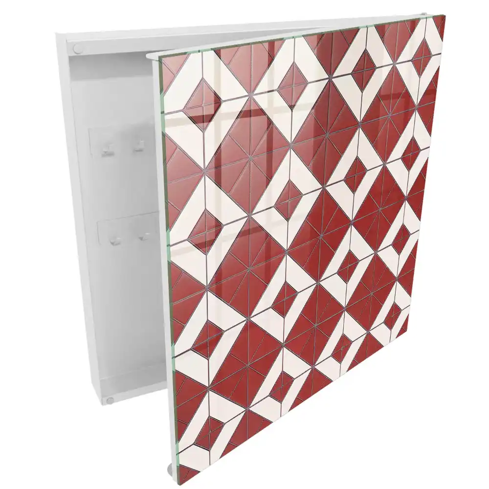 Dulapior pentru chei cu model geometric roșu și alb