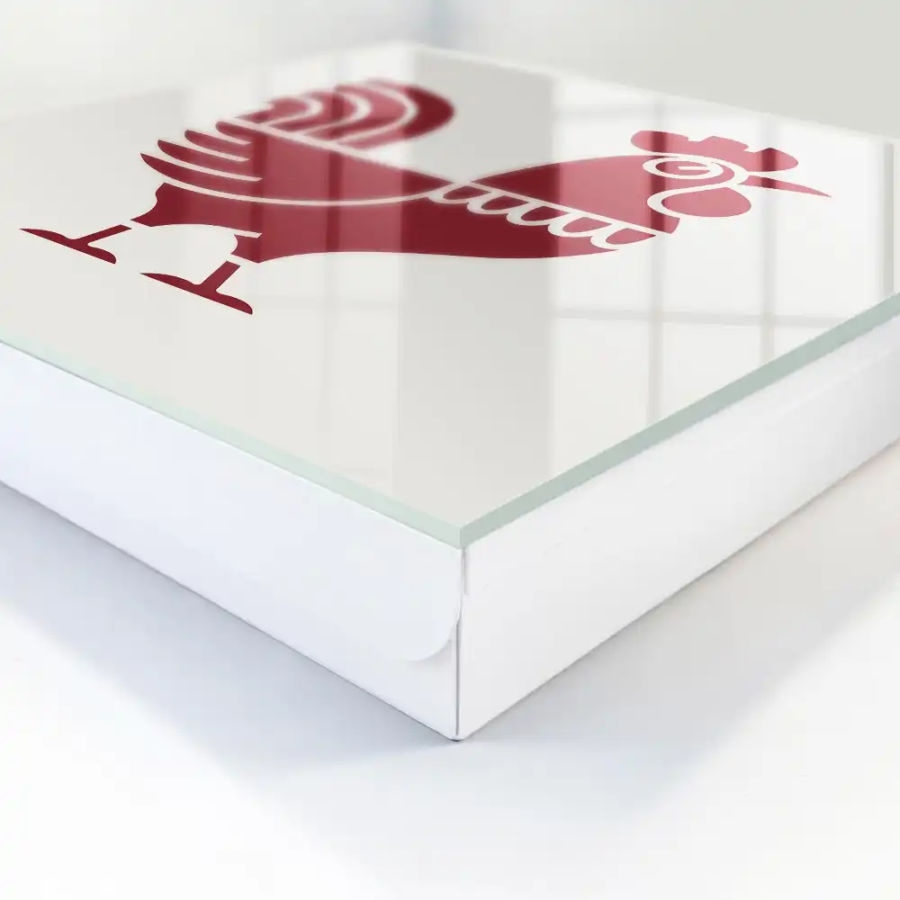 Casetă pentru chei cu design geometric minimalist și motiv cu cocoș