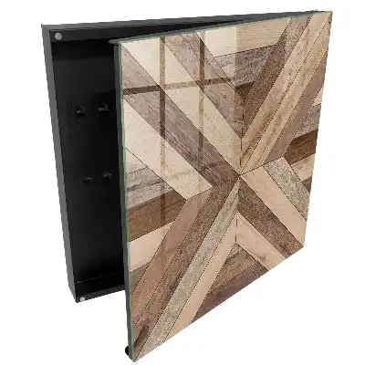 Suport pentru chei pe perete cu panouri geometrice din lemn natur
