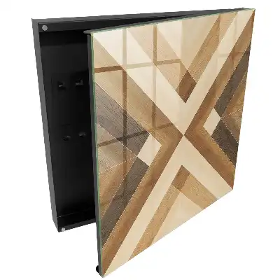 Dulapior pentru chei cu model geometric în nuanțe de maro și bej
