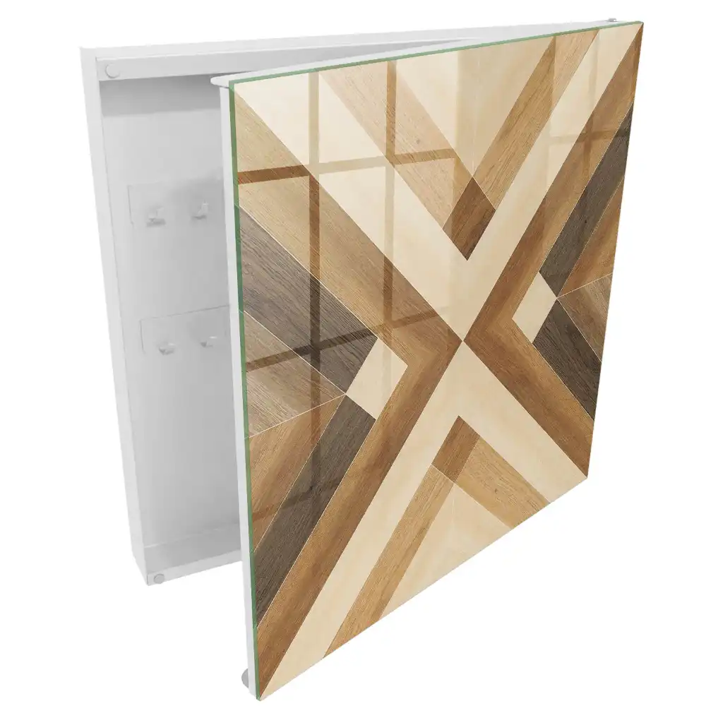 Dulapior pentru chei cu model geometric în nuanțe de maro și bej