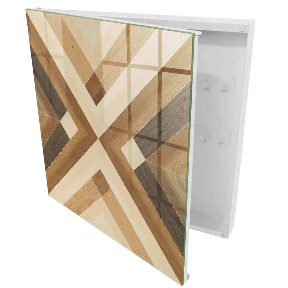 Dulapior pentru chei cu model geometric în nuanțe de maro și bej