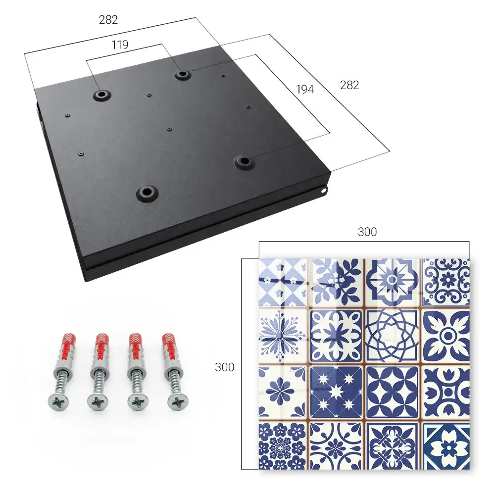 Cutie de chei pentru perete cu model geometric în nuanțe de albastru și alb