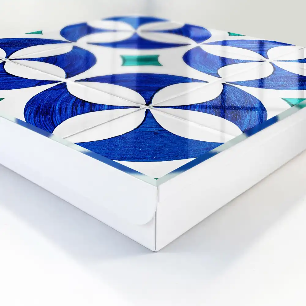 Cutie pentru chei de perete cu design geometric în nuanțe albastru-verzui