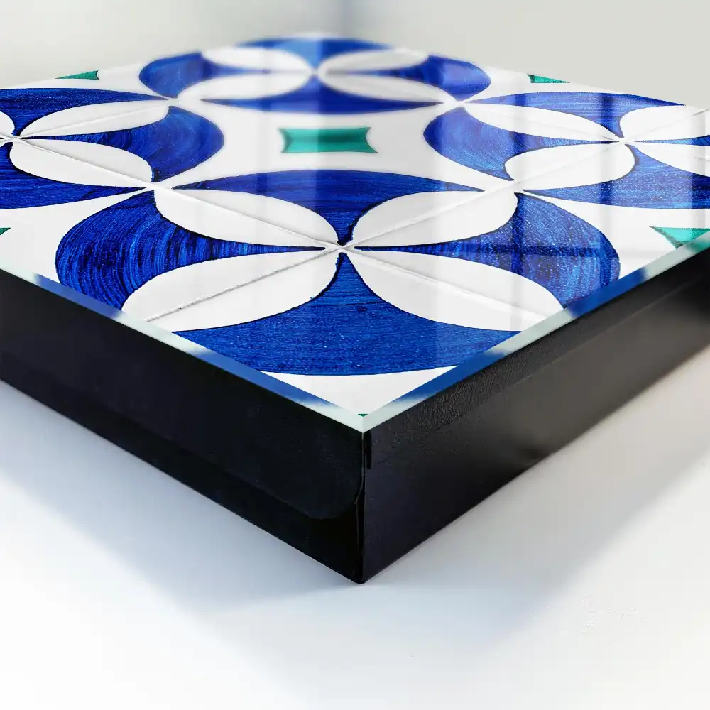 Cutie pentru chei de perete cu design geometric în nuanțe albastru-verzui