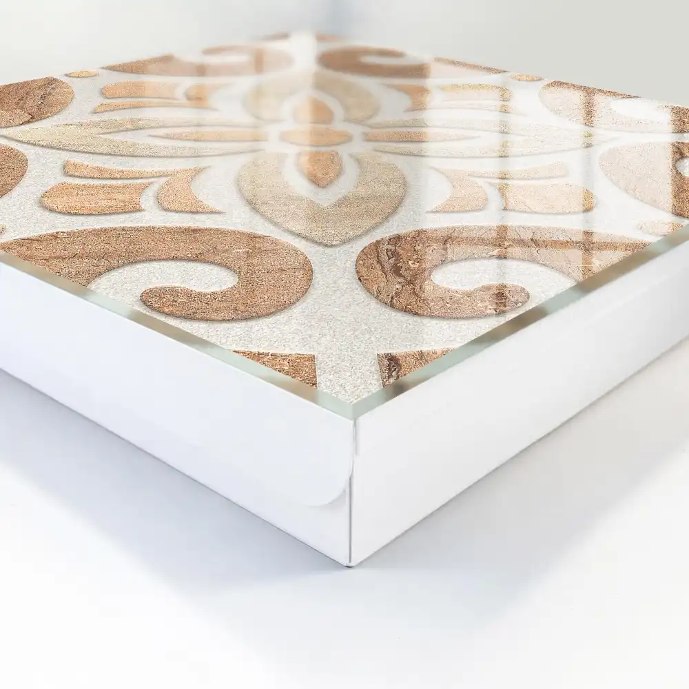 Cutie de chei pentru perete cu model geometric în nuanțe de bej și maro