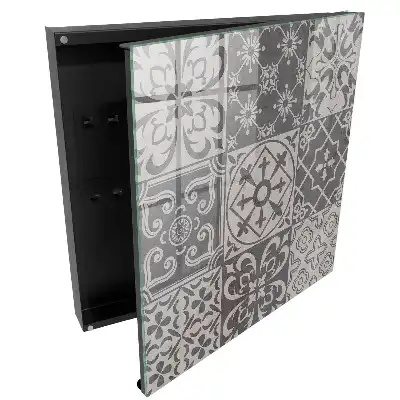 Dulapior pentru chei cu model geometric de mozaic în nuanțe de gri
