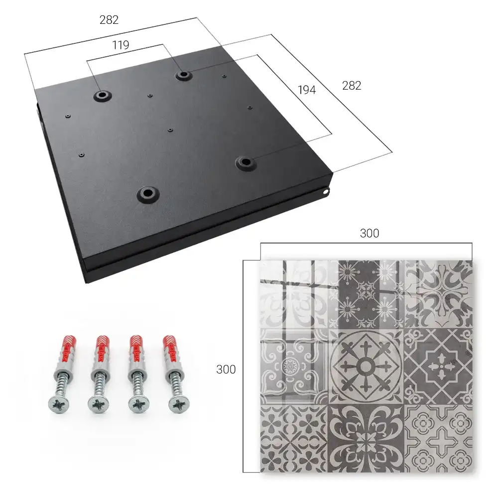 Dulapior pentru chei cu model geometric de mozaic în nuanțe de gri