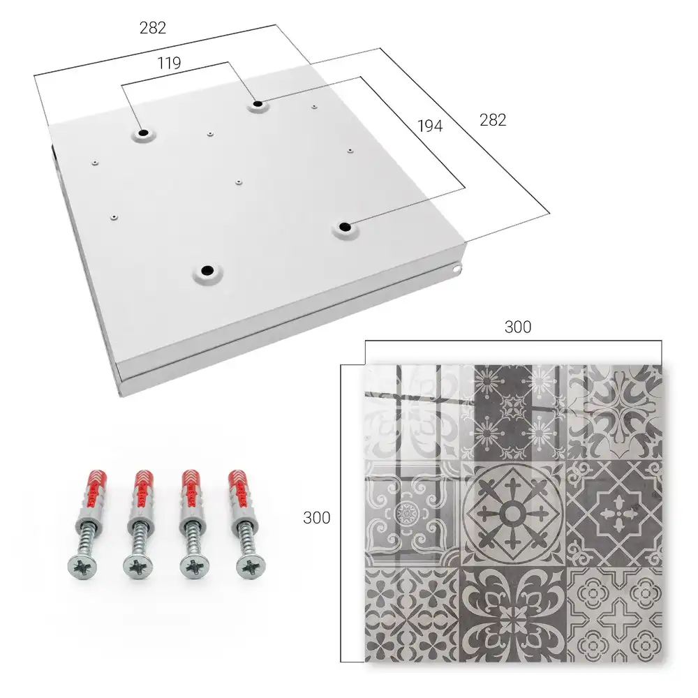 Dulapior pentru chei cu model geometric de mozaic în nuanțe de gri