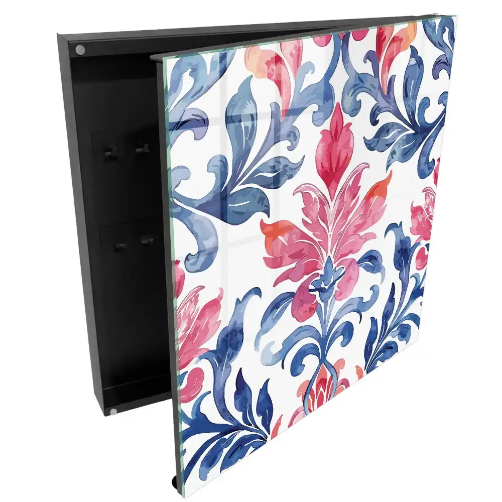 Suport decorativ pentru chei de perete cu ornamente colorate