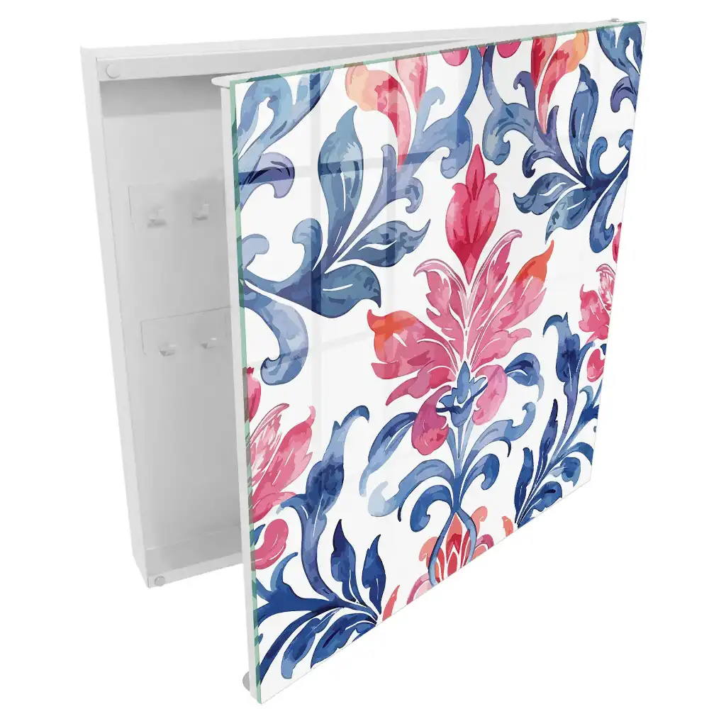 Suport decorativ pentru chei de perete cu ornamente colorate