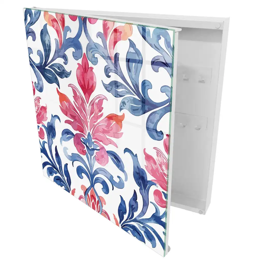 Suport decorativ pentru chei de perete cu ornamente colorate