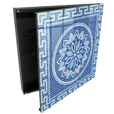 Suport de chei pentru perete cu model geometric și floral