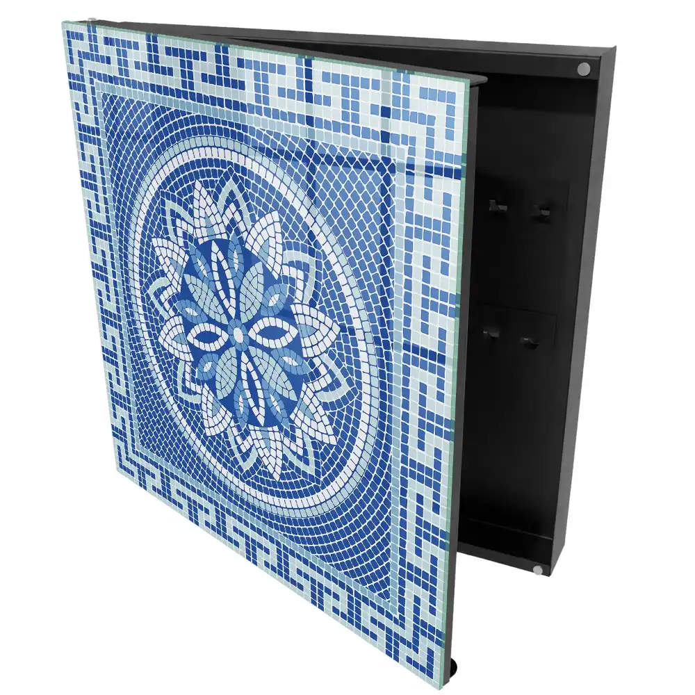 Suport de chei pentru perete cu model geometric și floral