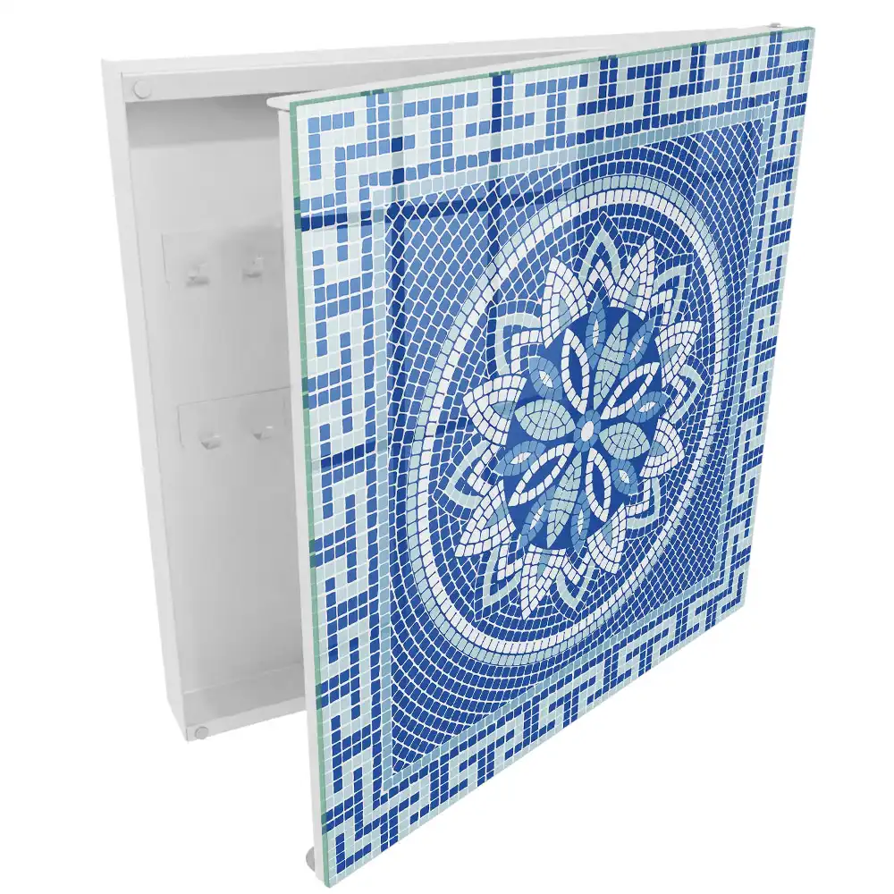 Suport de chei pentru perete cu model geometric și floral