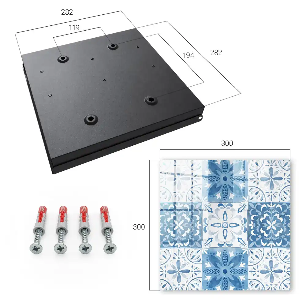 Dulapior pentru chei cu model de plăci decorative albastre și albe
