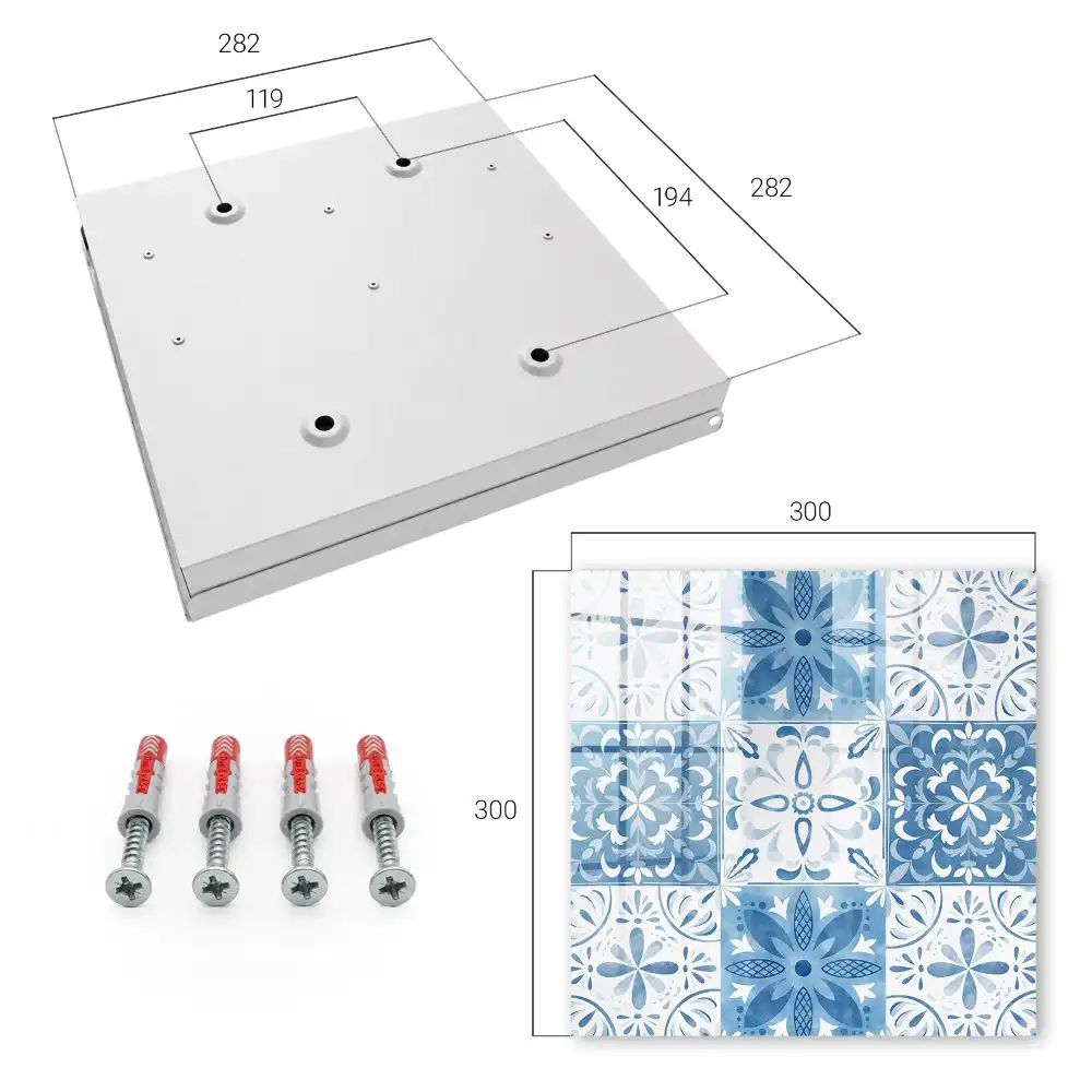 Dulapior pentru chei cu model de plăci decorative albastre și albe