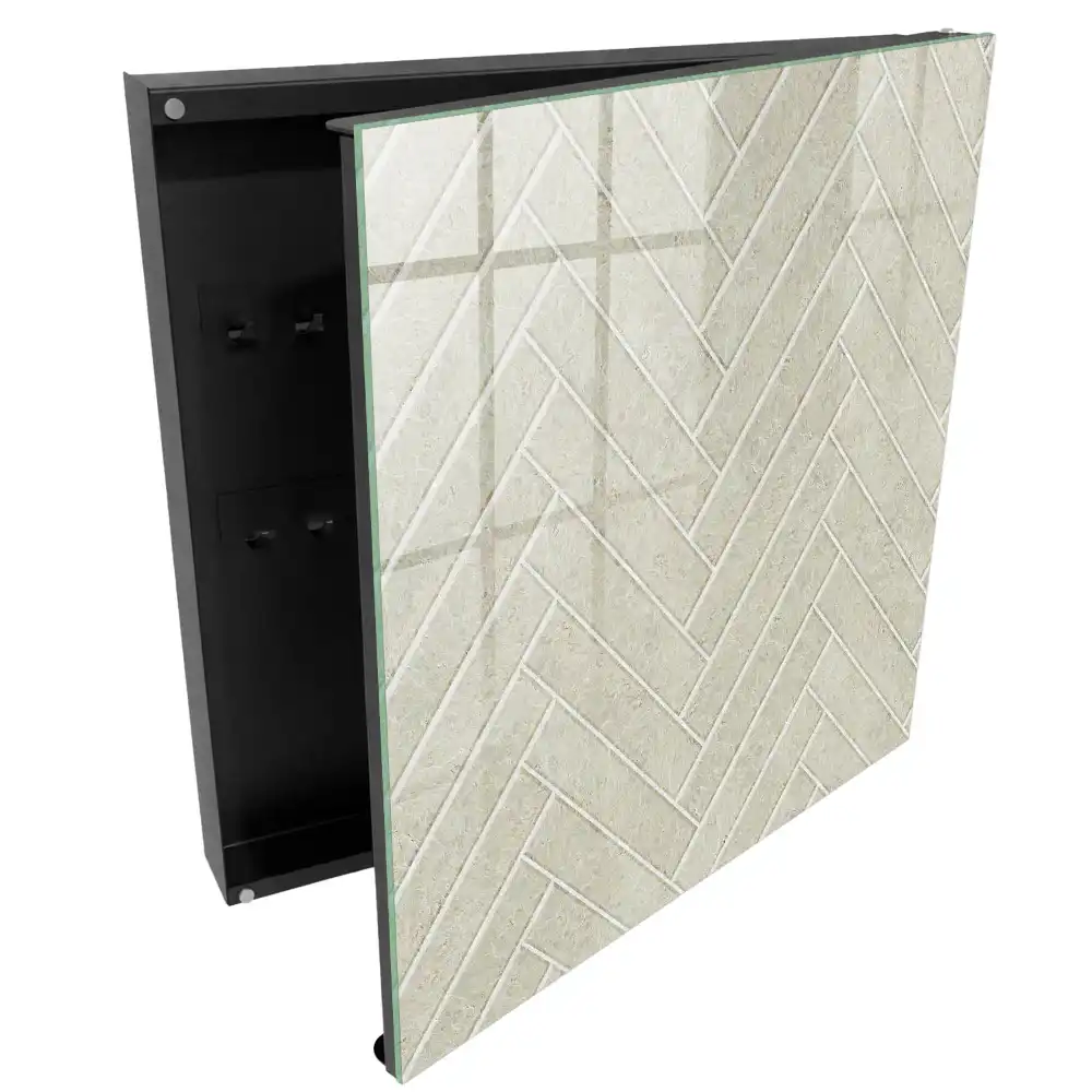 Dulapior pentru chei cu design elegant în spic de hering, nuanțe de bej
