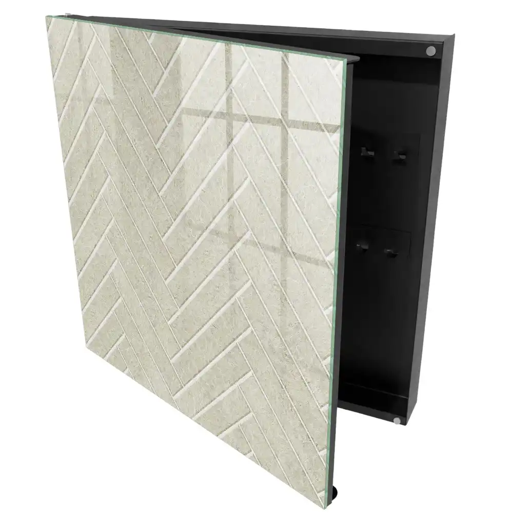 Dulapior pentru chei cu design elegant în spic de hering, nuanțe de bej