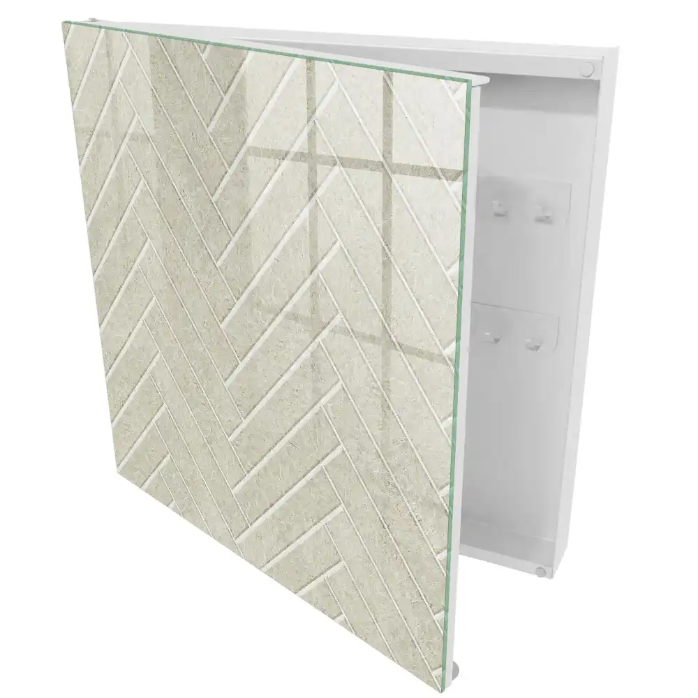 Dulapior pentru chei cu design elegant în spic de hering, nuanțe de bej
