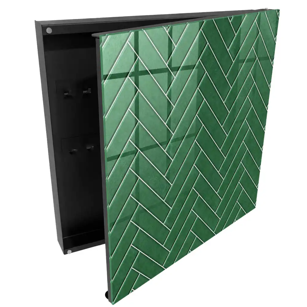 Dulapior pentru chei cu model spic de hering de culoare verde