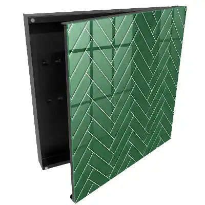 Dulapior pentru chei cu model spic de hering de culoare verde
