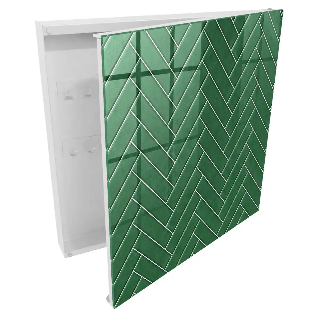 Dulapior pentru chei cu model spic de hering de culoare verde