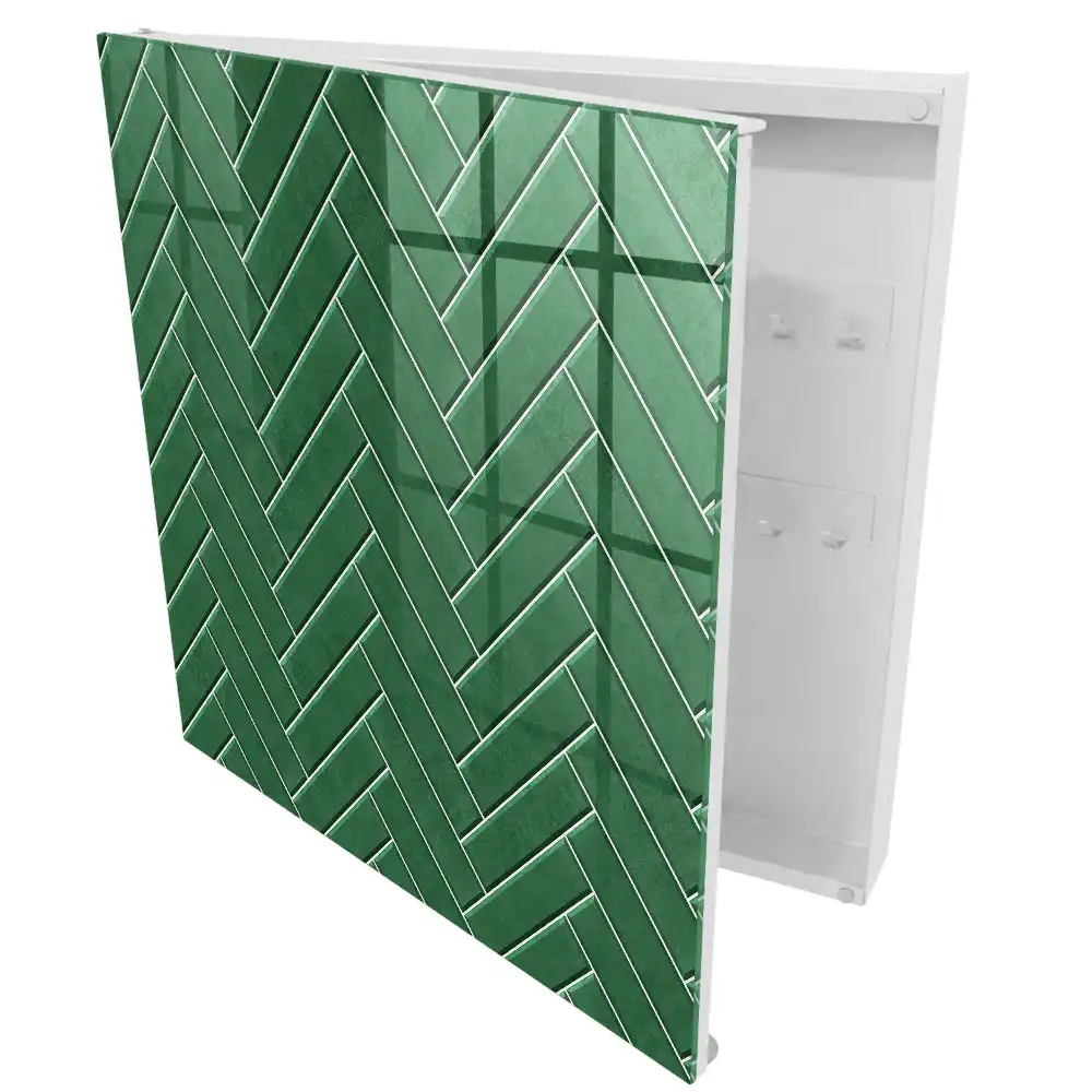 Dulapior pentru chei cu model spic de hering de culoare verde