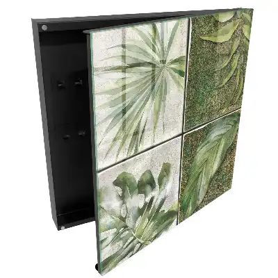 Casetă pentru chei cu model floral pe fundal crem și accente de acuarelă