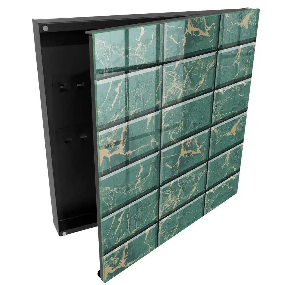 Suport pentru chei pe perete cu design modern din marmură verde