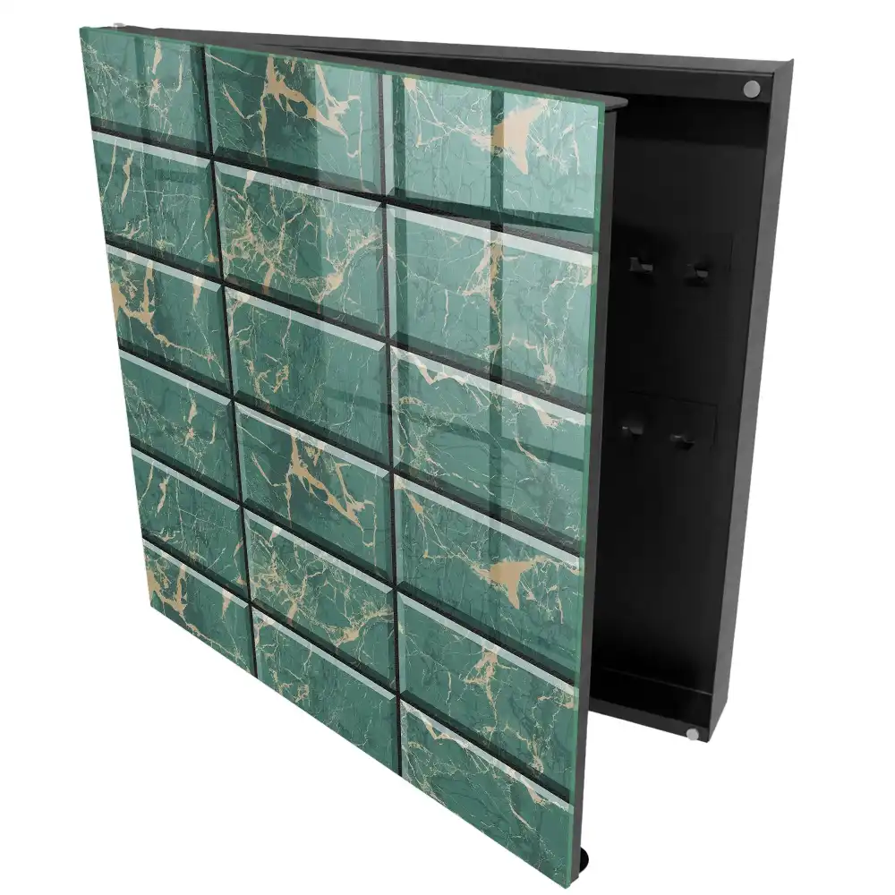 Suport pentru chei pe perete cu design modern din marmură verde