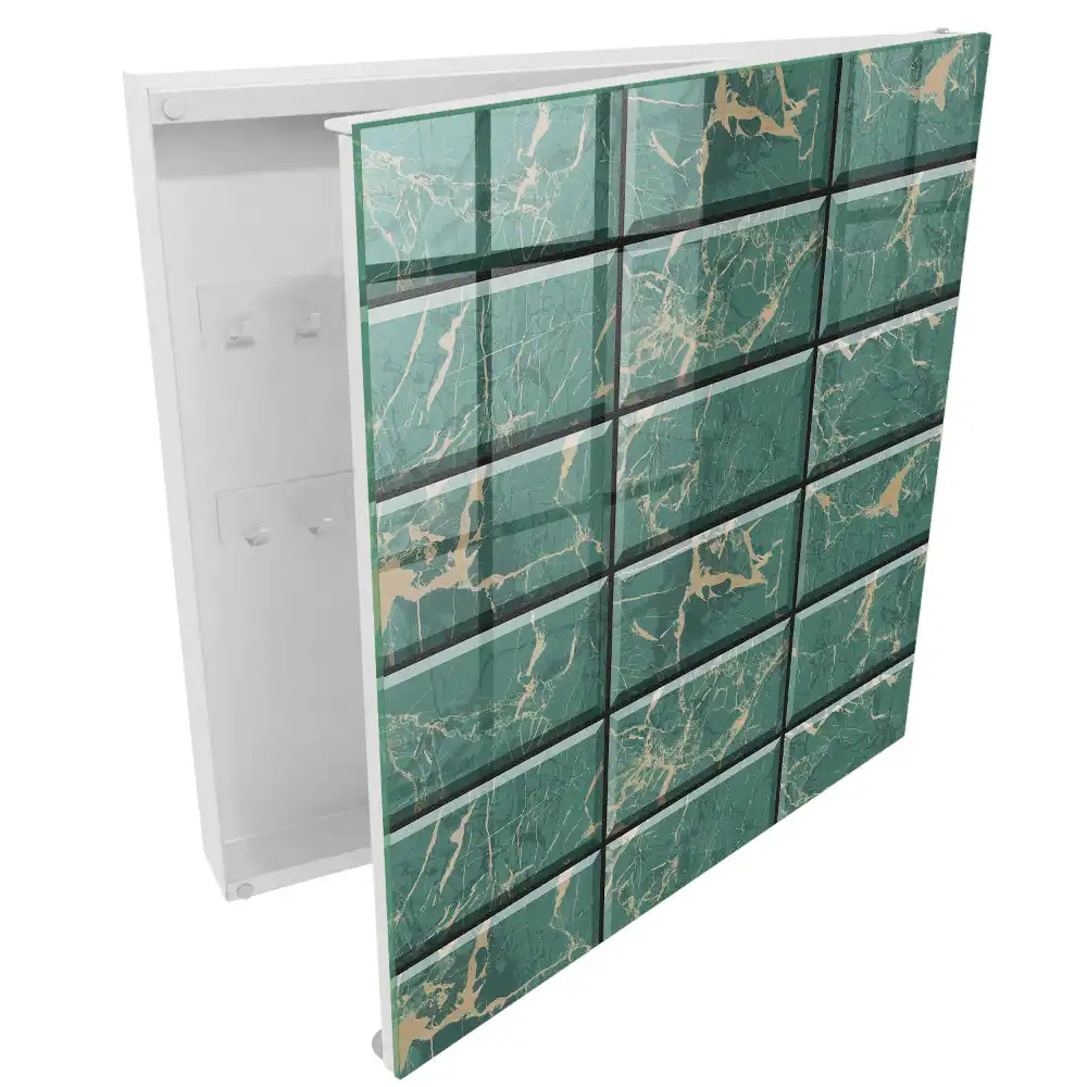 Suport pentru chei pe perete cu design modern din marmură verde