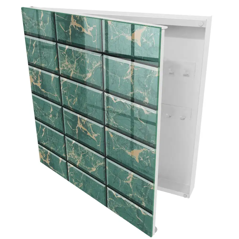 Suport pentru chei pe perete cu design modern din marmură verde