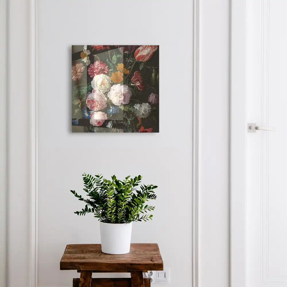 Suport de perete pentru chei cu aranjament floral decorativ