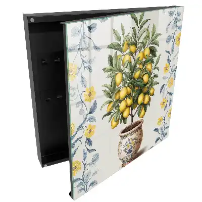 Casetă pentru chei cu motiv de lămâie pe fundal decorativ