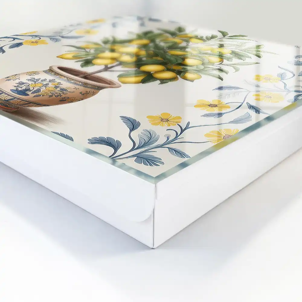 Casetă pentru chei cu motiv de lămâie pe fundal decorativ