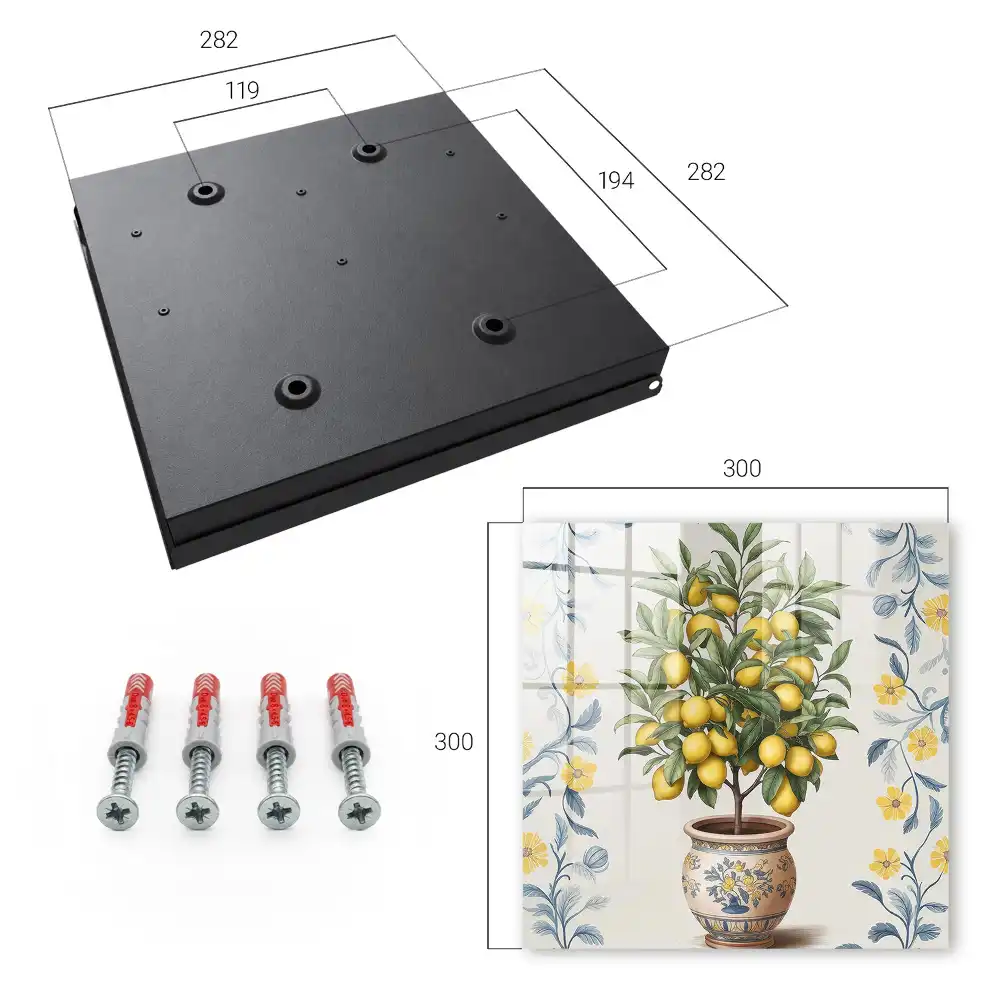 Casetă pentru chei cu motiv de lămâie pe fundal decorativ