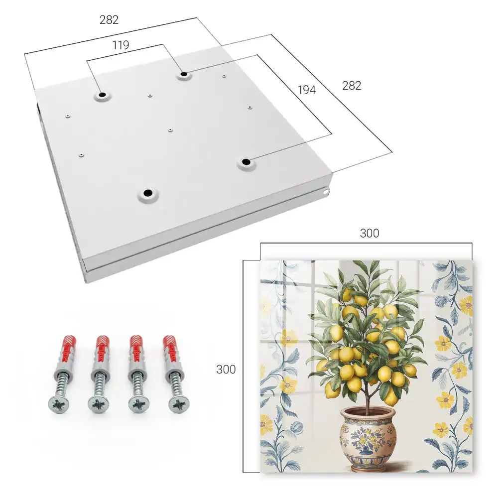 Casetă pentru chei cu motiv de lămâie pe fundal decorativ