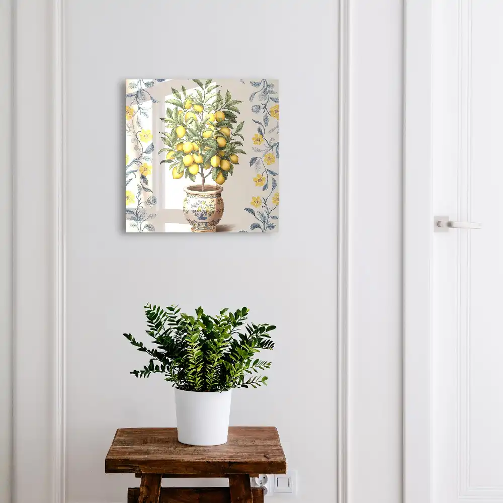 Casetă pentru chei cu motiv de lămâie pe fundal decorativ