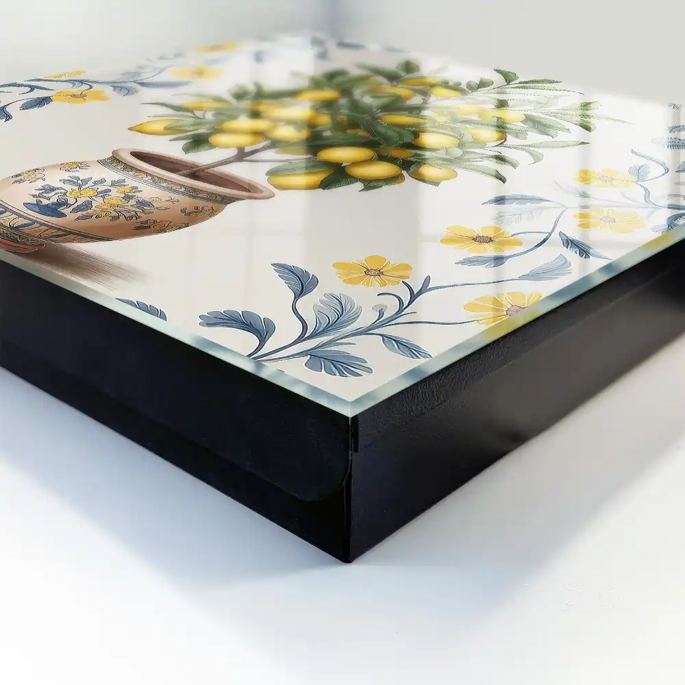 Casetă pentru chei cu motiv de lămâie pe fundal decorativ