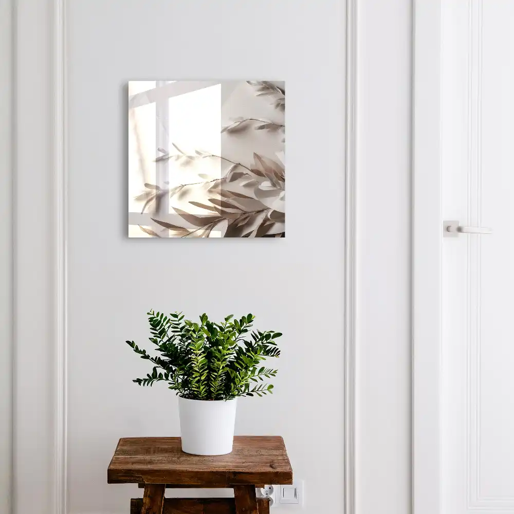 Casetă pentru chei cu design minimalist cu frunze bej