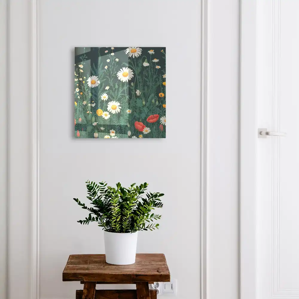 Dulapior pentru chei cu model floral pe fundal bleumarin